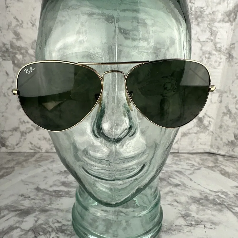 Ray Ban Vintage Aviator Large Gold Metal Sunglasses RB8026 Made‎ in Italy